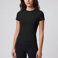 Short Sleeve Workout Top Crew Neck Fitted Activewear T Shirt Yoga Tee