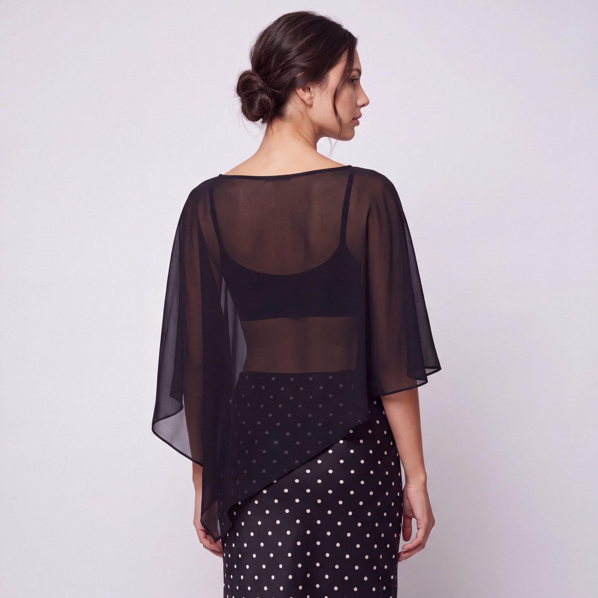 One-Shoulder Sheer Overlay Crop Top