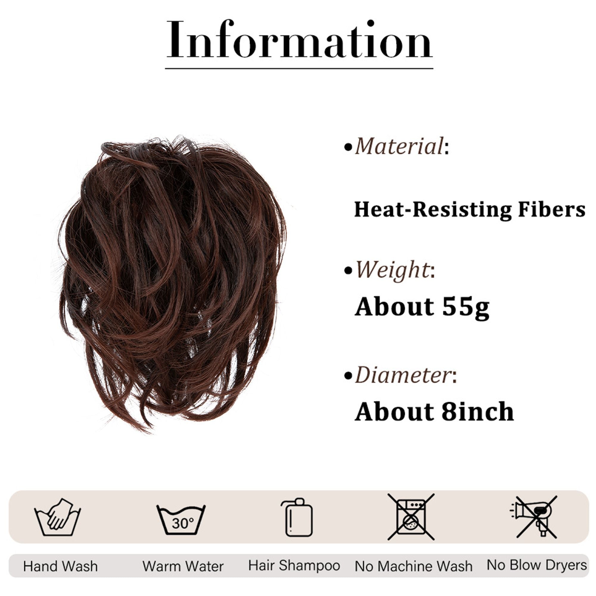 Messy Bun Hair Piece Updo Synthetic Tousled Ponytail Hairpiece 8 Inch