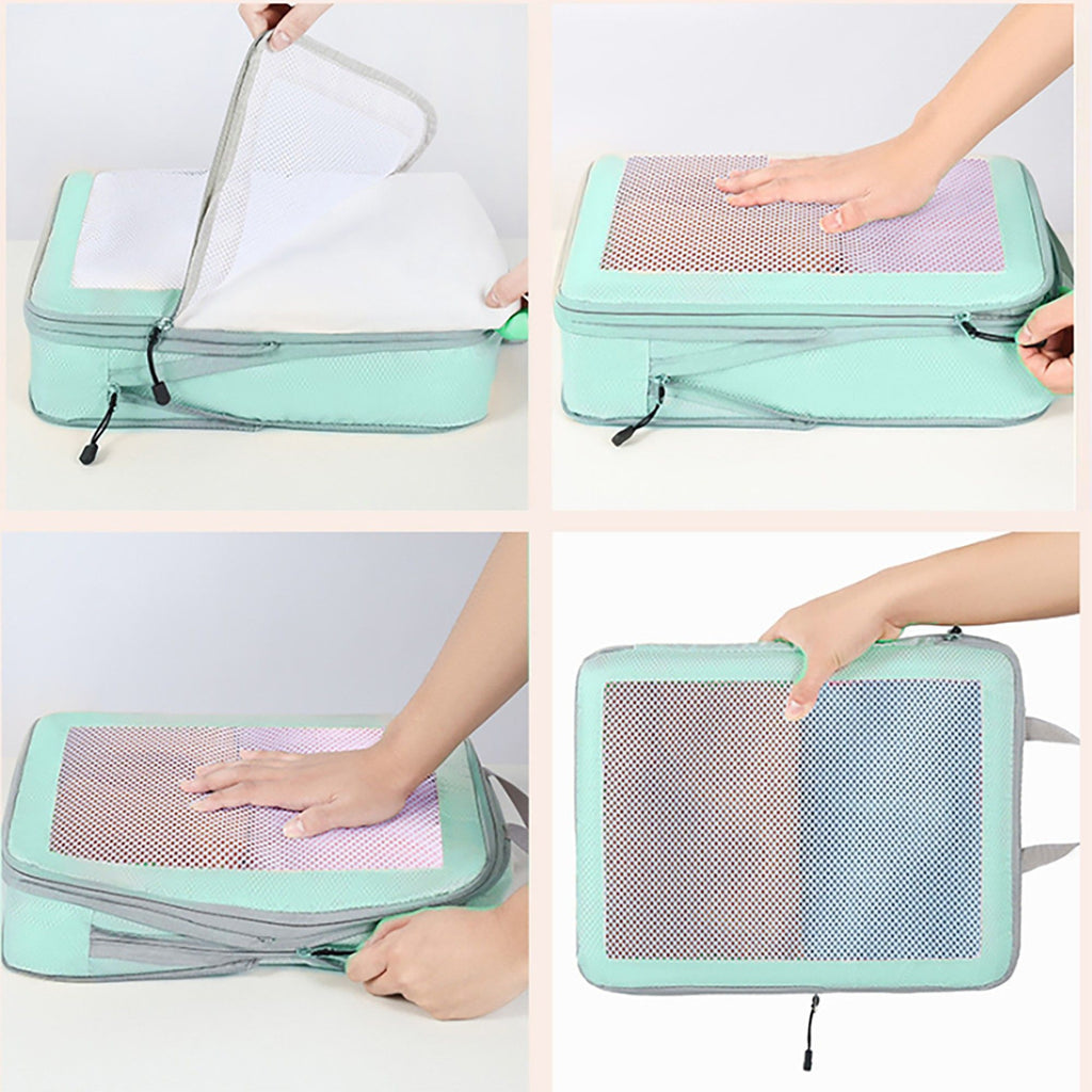 Travel Packing Cubes Set with Mesh Front Panel Zipper Storage Bags Lightweight Luggage Organizer Multi Size Set