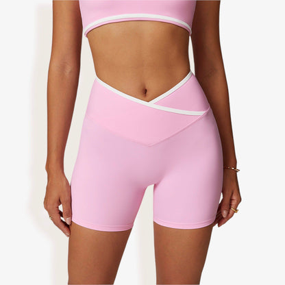 High Waist Cross Band Athletic Shorts for Yoga and Training