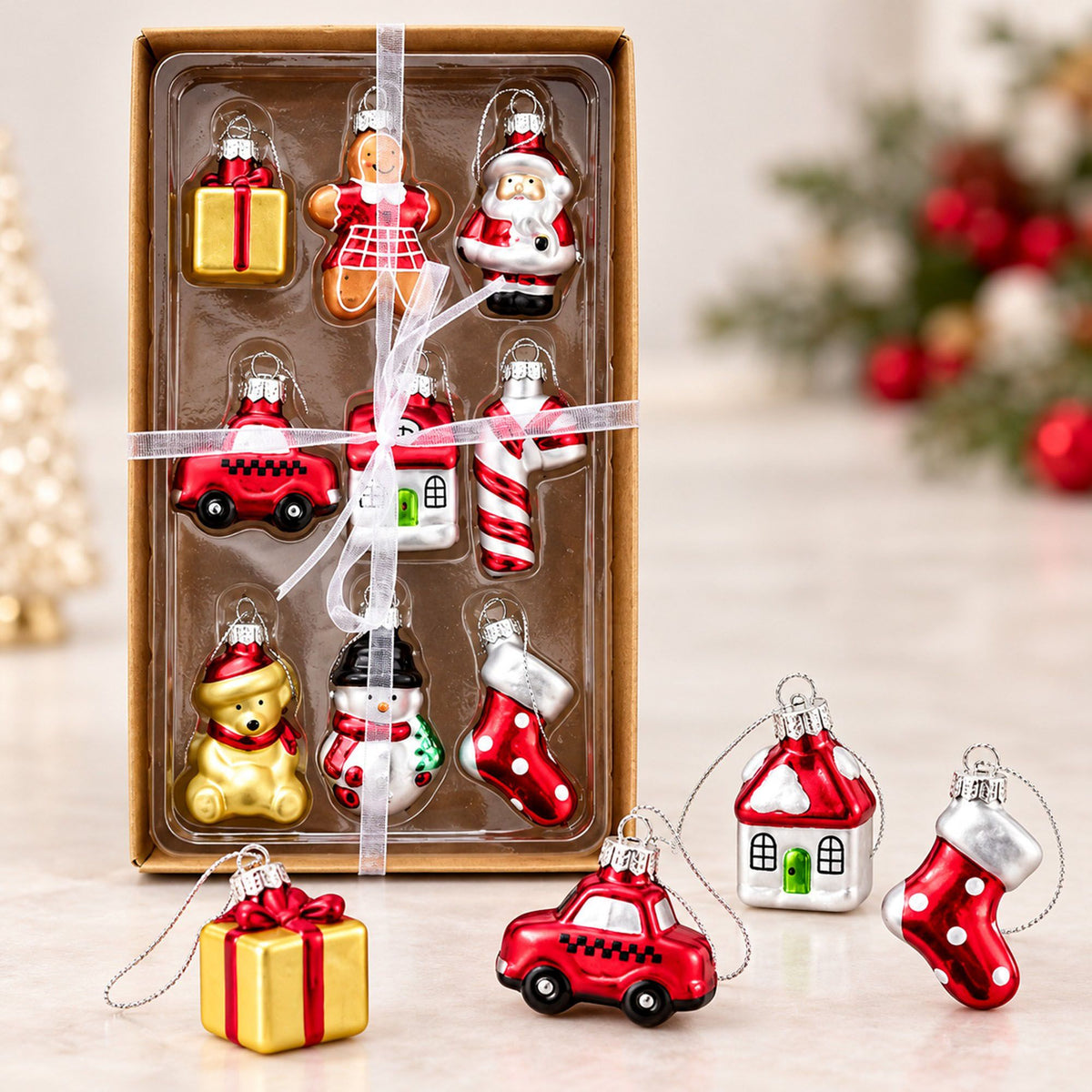 9 Piece Assorted Christmas Tree Hanging Ornament Gift Set