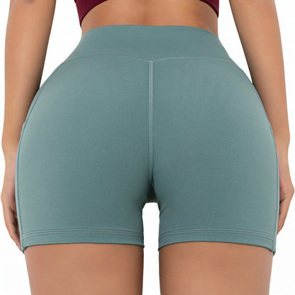 Tight Fitting High Waisted Pocket Sport V-Waist Band Shorts