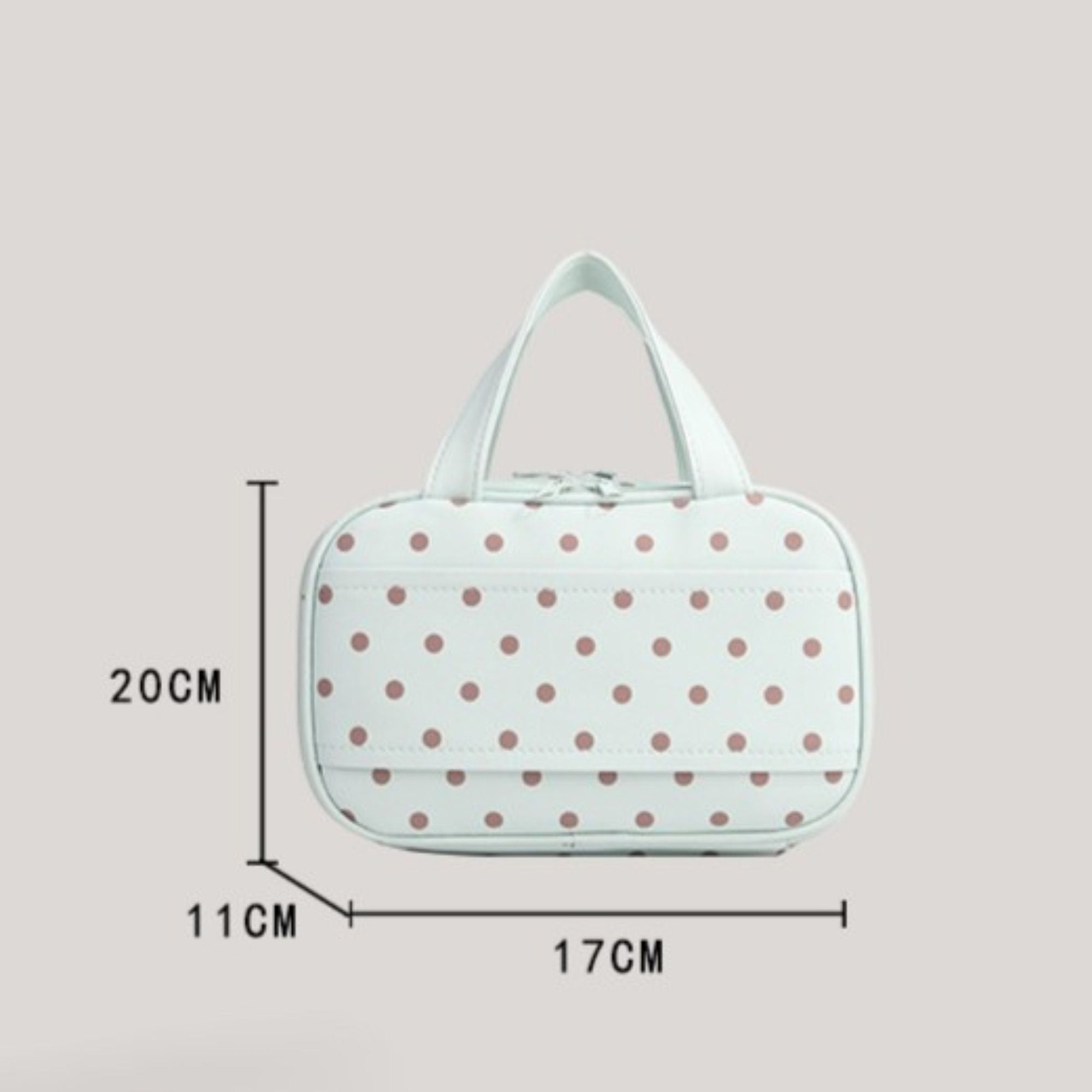 Polka Dot Cosmetic Bag, Large Capacity 3-Layer Makeup Organizer with Top Handle
