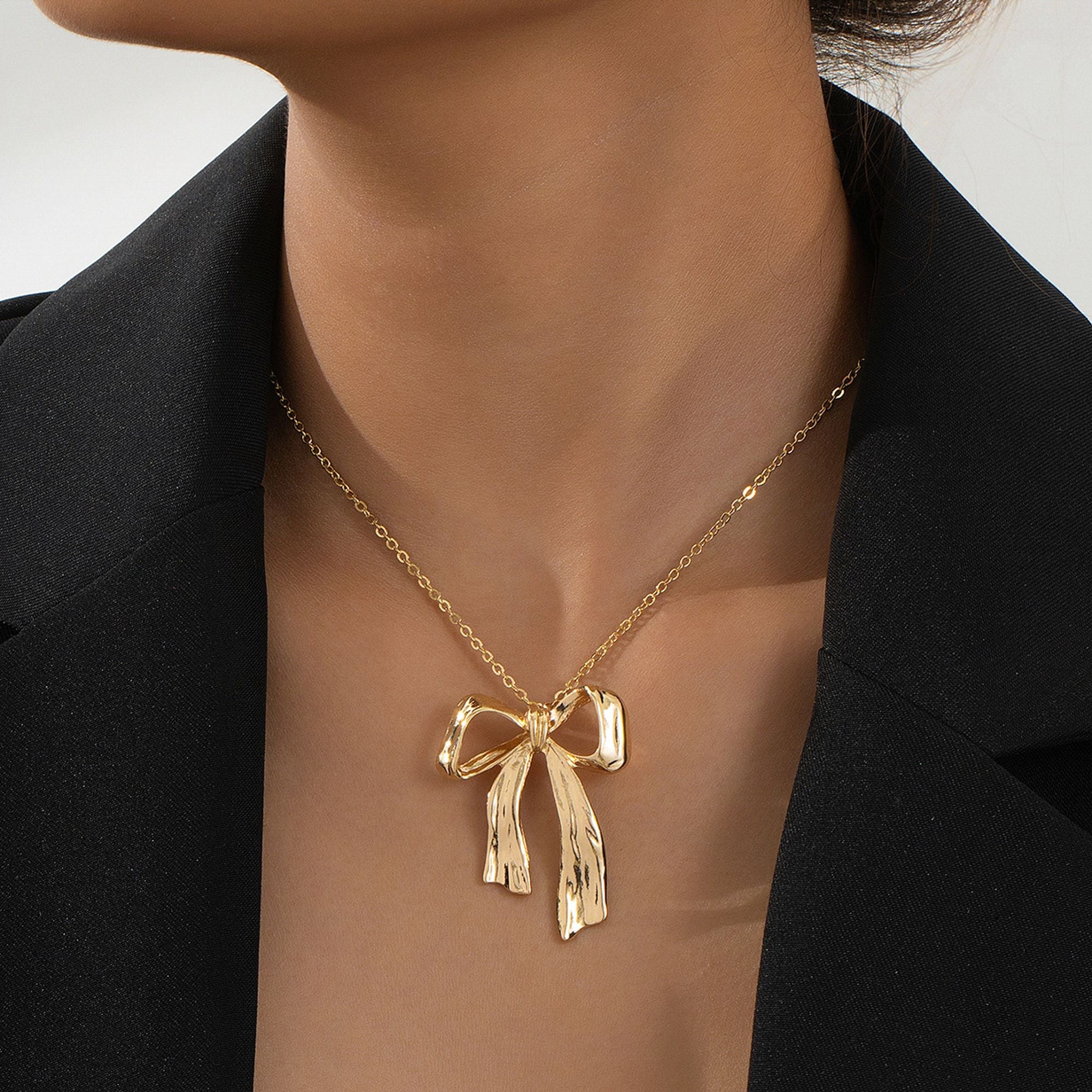Women's Bow - Shaped Pendant Necklace