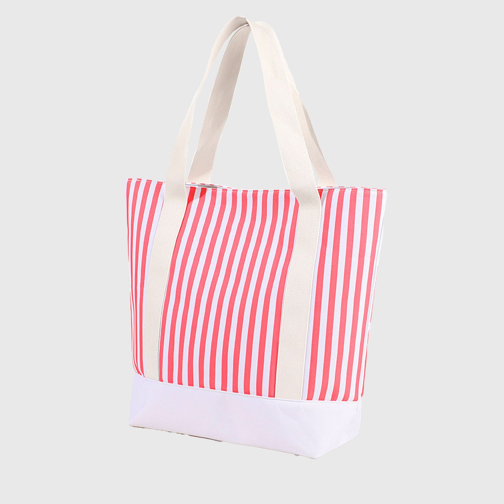 Anna-Kaci Women's Striped Canvas Tote Bag - Large Capacity Beach and Shopping Shoulder Bag