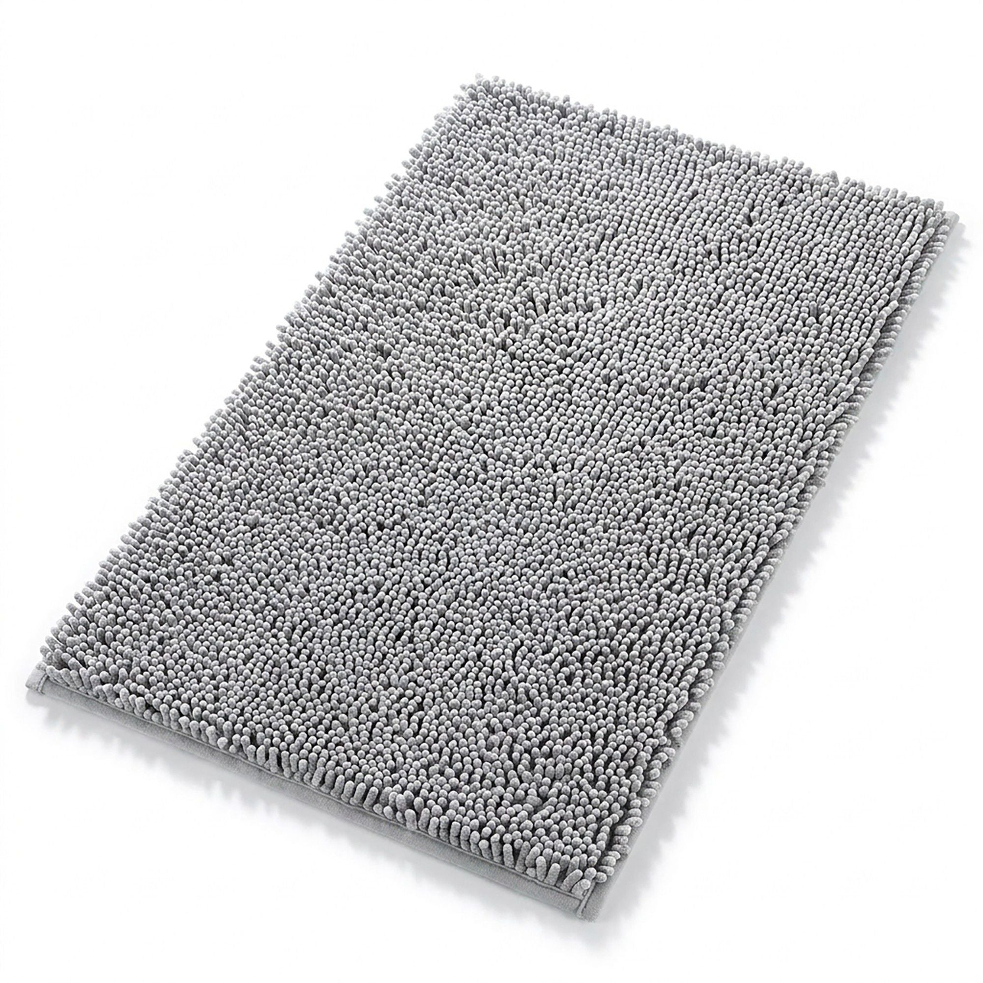 Chenille Bath Mat with Plush Noodle Texture and Non Slip Backing