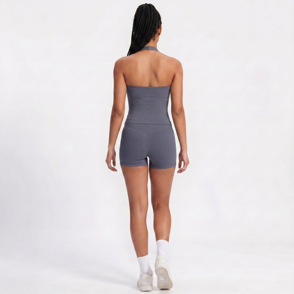 Padded Halter Wrap Front Longline Sports Bra Tank Top Workout Yoga Crop Top