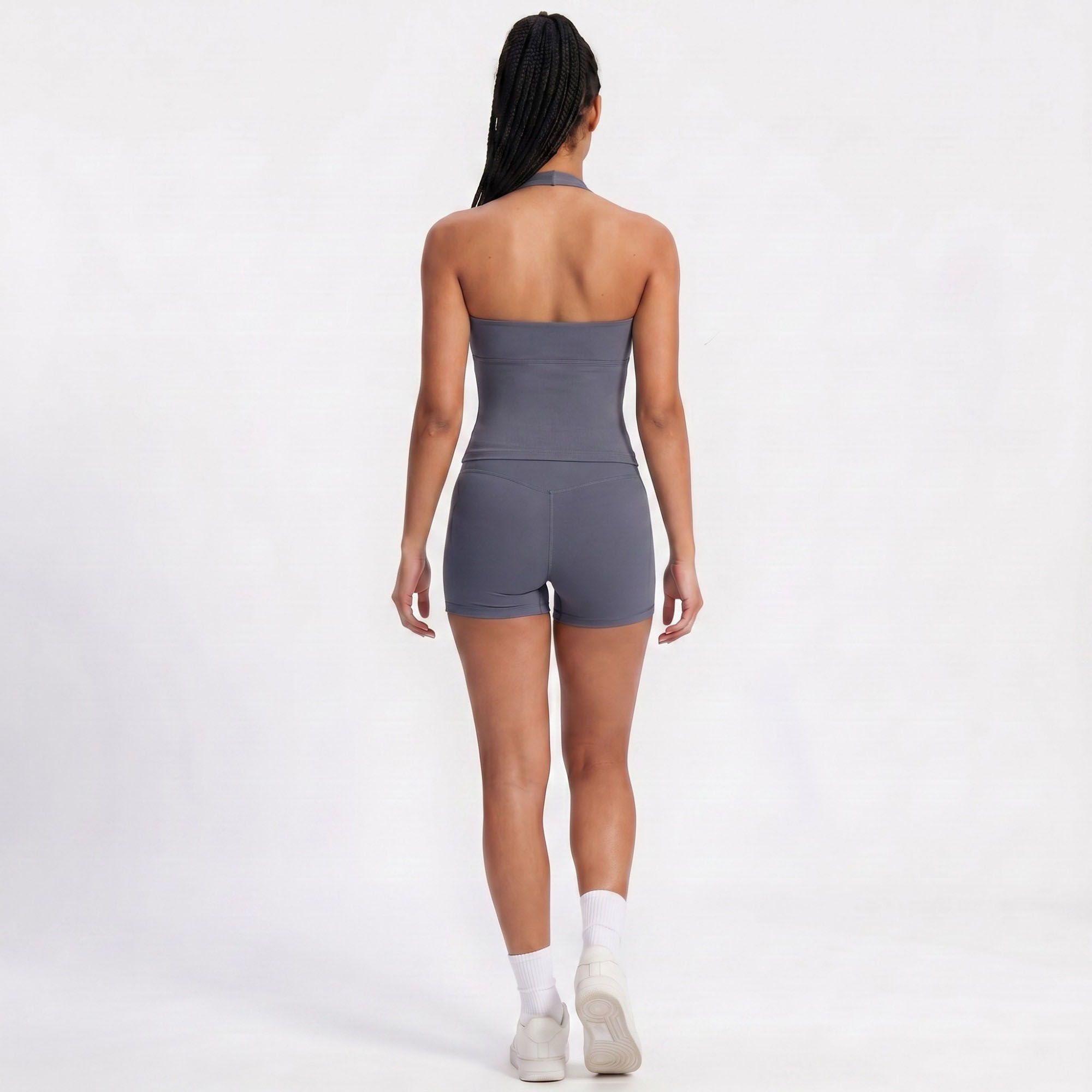 Padded Halter Wrap Front Longline Sports Bra Tank Top Workout Yoga Crop Top