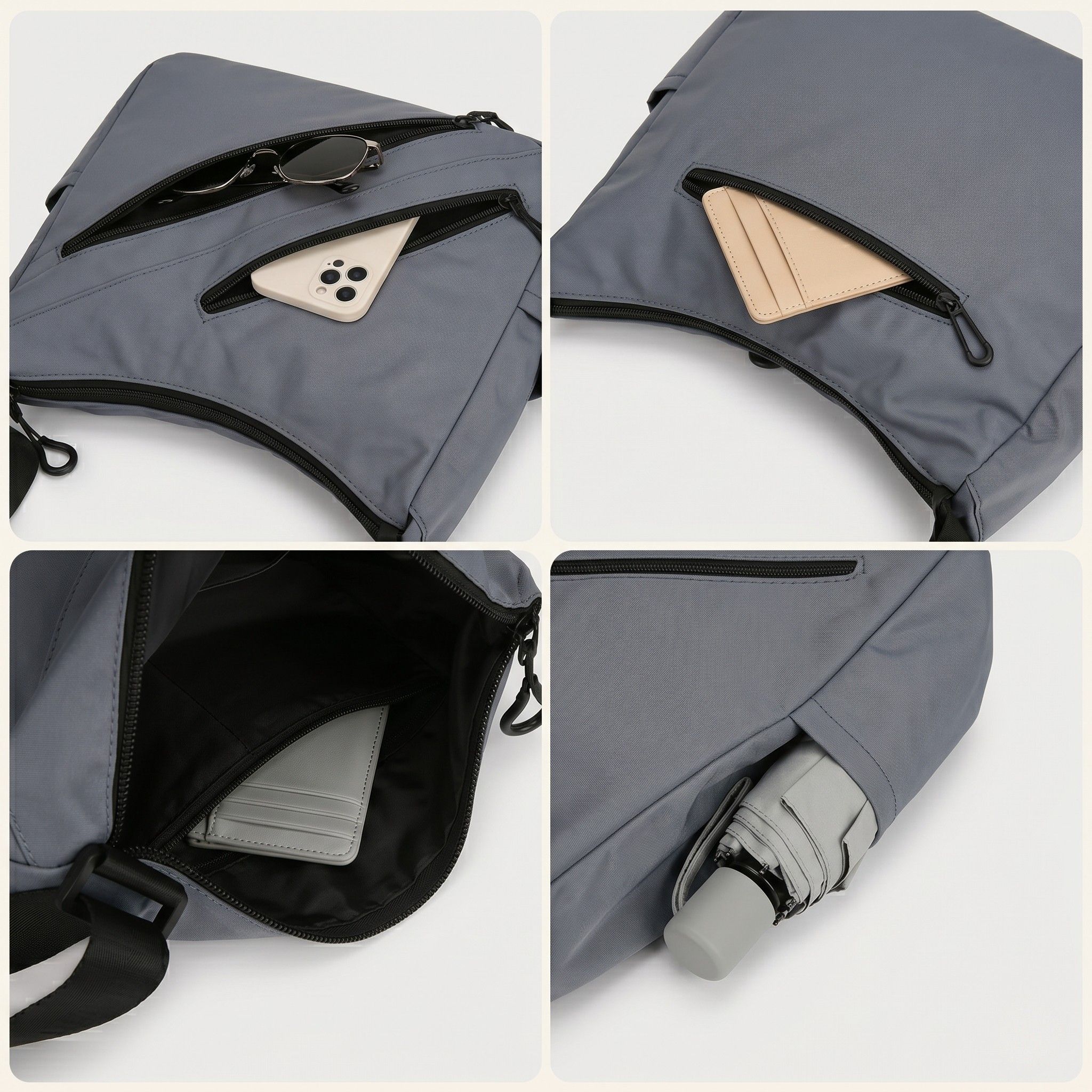 Large Nylon Crossbody Messenger Bag Adjustable Strap Multi Pocket Everyday Shoulder Bag