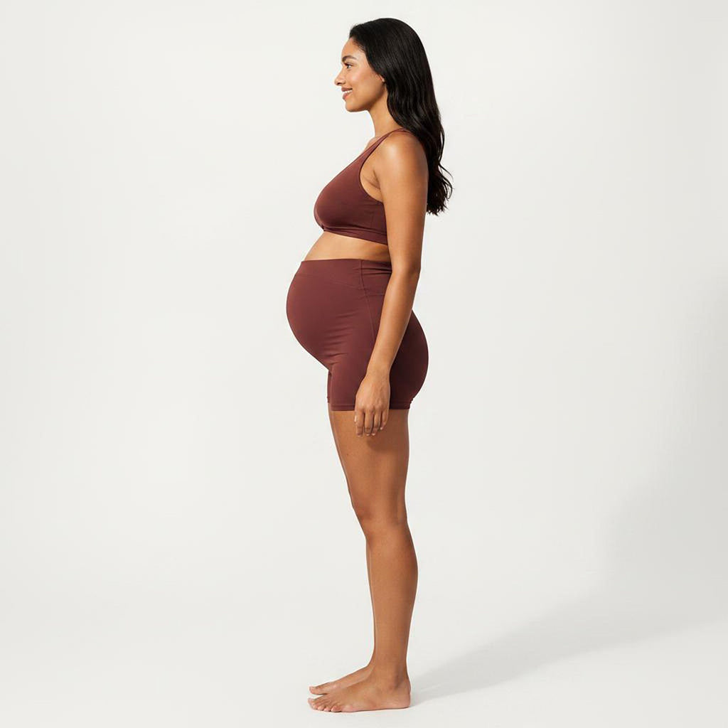 Anna-Kaci Swim Women's Two-Piece Maternity Swimwear Set with Cropped Tank Top and High-Waisted Shorts
