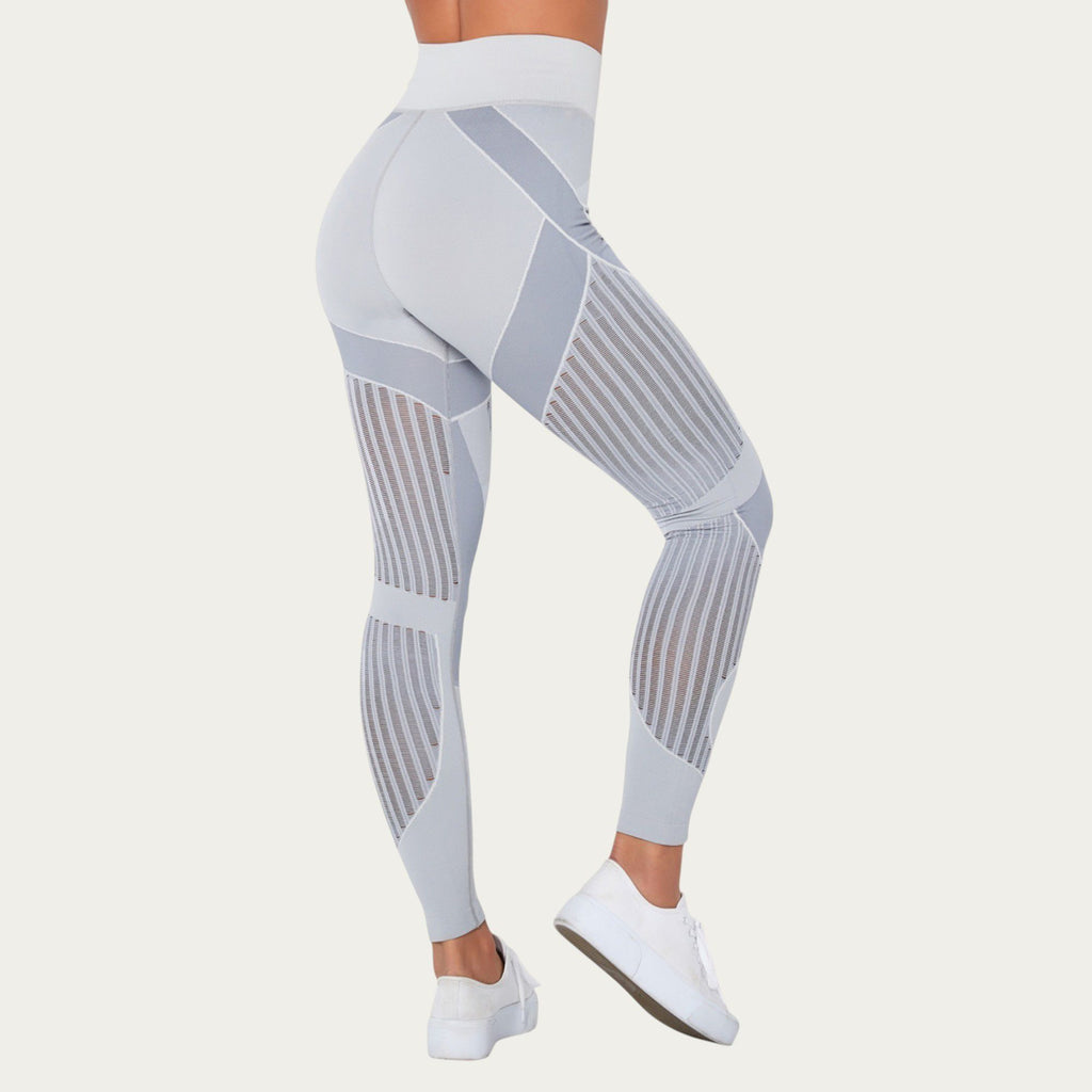 Anna-Kaci Active Women's Seamless Patterned Leggings with Ribbed Details and Contouring Panels