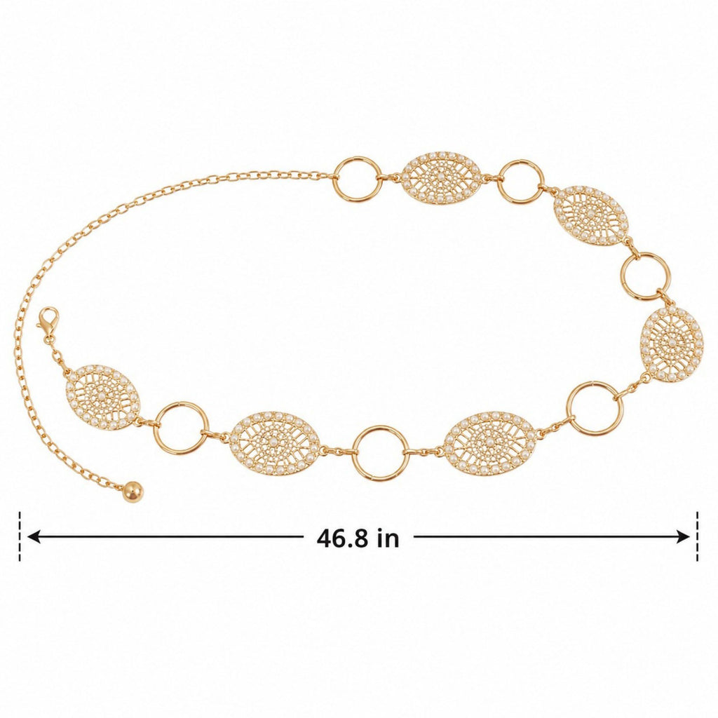 Boho Floral Medallion Chain Belt for Dresses