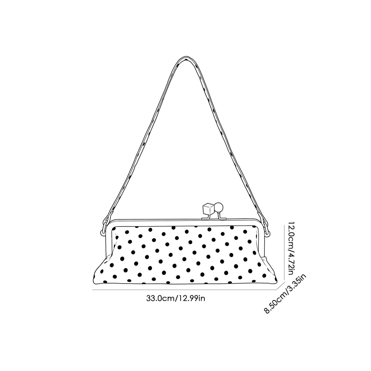 Polka Dot Satin Metal Frame Clasp Shoulder Bag Evening Clutch