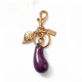 Eggplant Bag Charm Keychain with Lobster Clasp