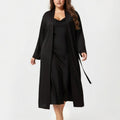 Anna-Kaci Lounge Women's Plus Size 2-Piece Satin Nightgown Set with Long Sleeve Open Front Robe Sleeveless Slip Dress Sleepwear