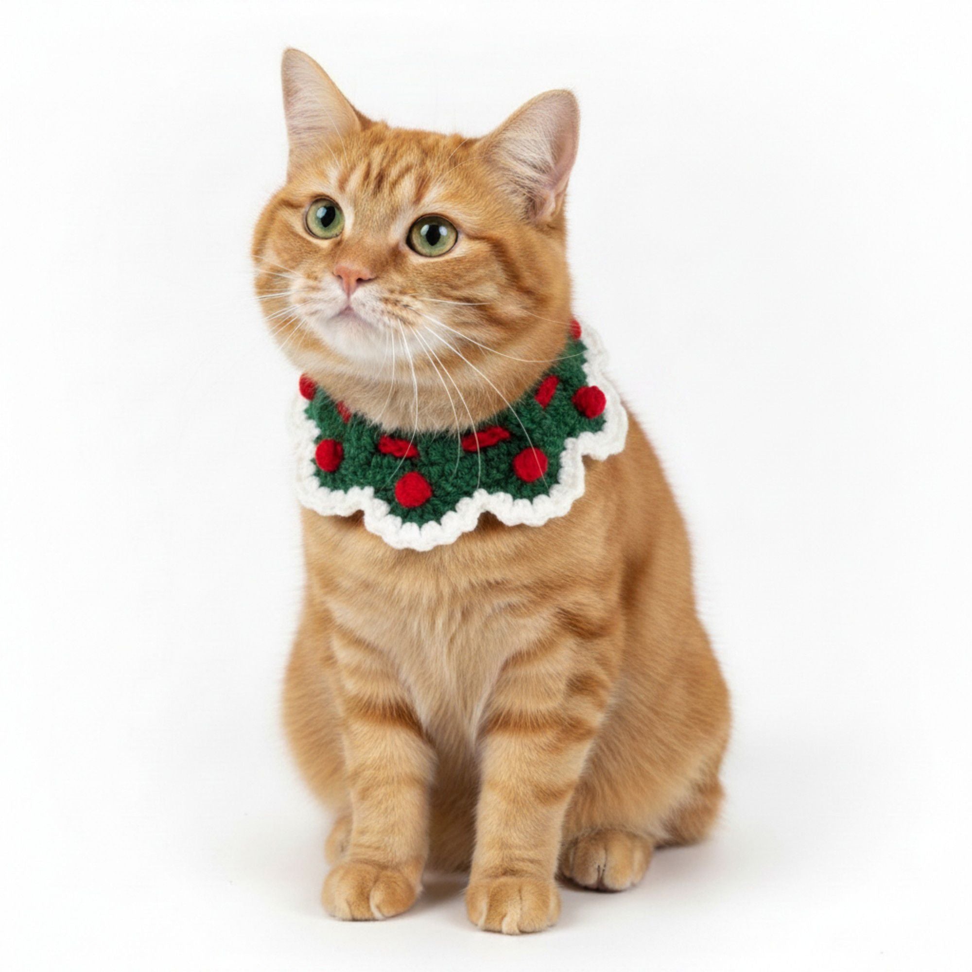 Pet Crochet Collar with Pom-Pom Decorative Neck Accessory for Dogs and Cats