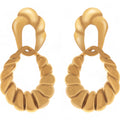 Women's Gold Tone Twisted Hoop Earrings with Sculptural Modern Detail