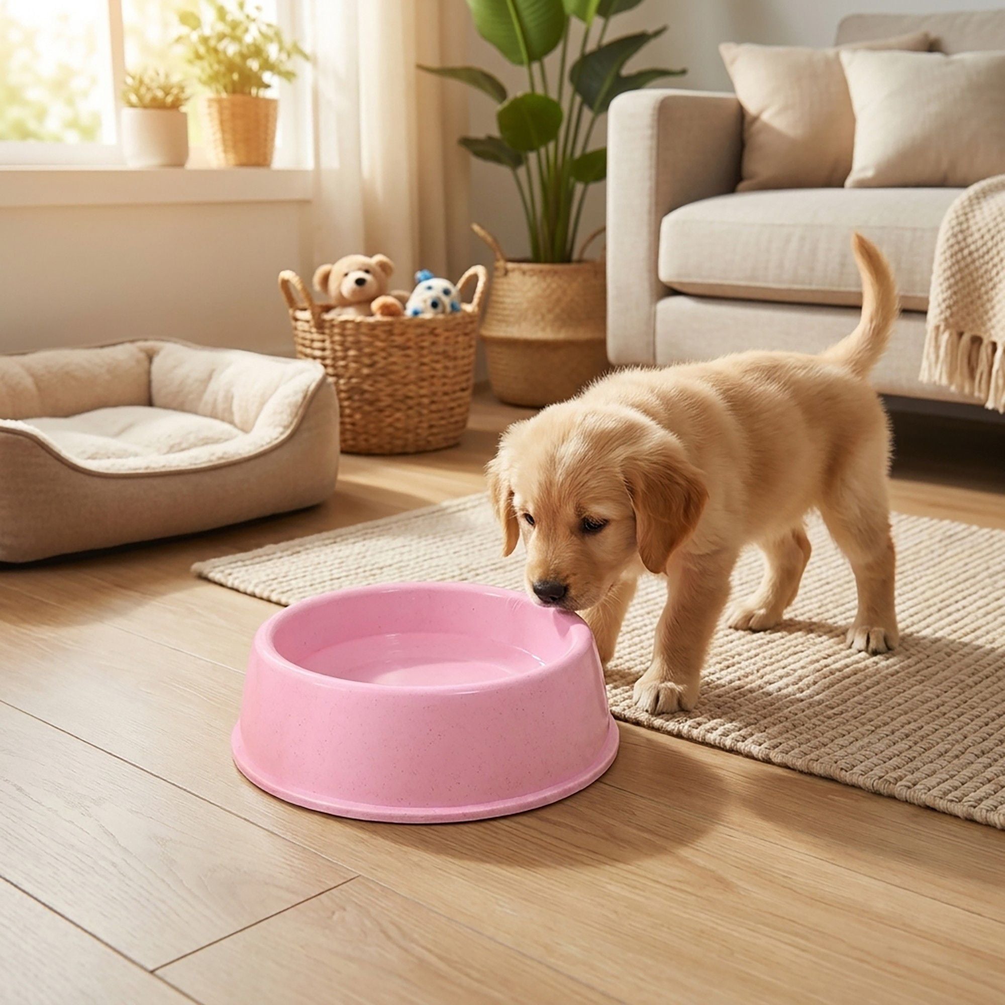 Plastic Pet Food Bowl with Rounded Rim for Cats and Dogs