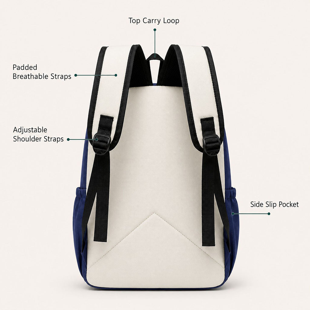 Colorblock School Backpack with Front Pocket and Adjustable Straps