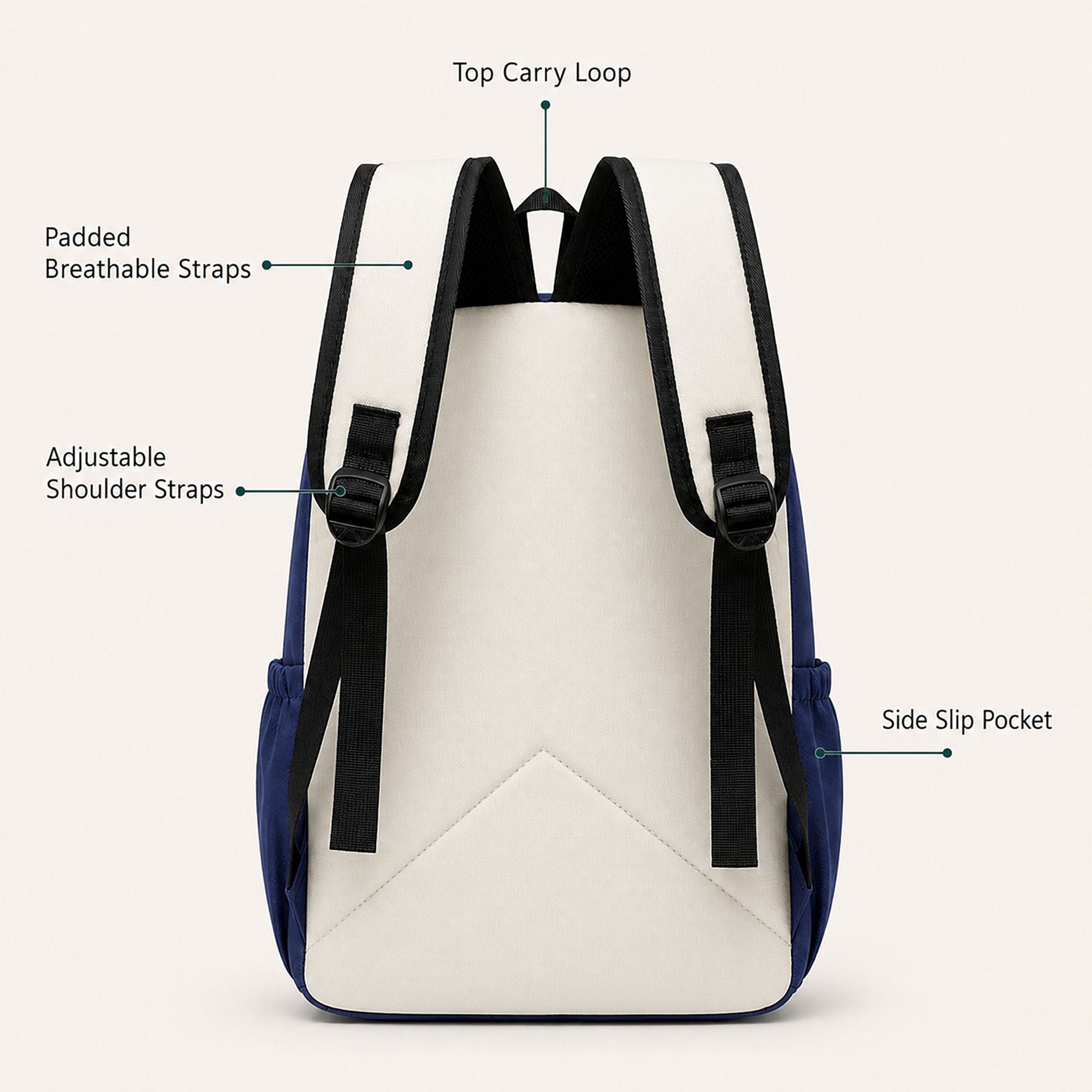Colorblock School Backpack with Front Pocket and Adjustable Straps