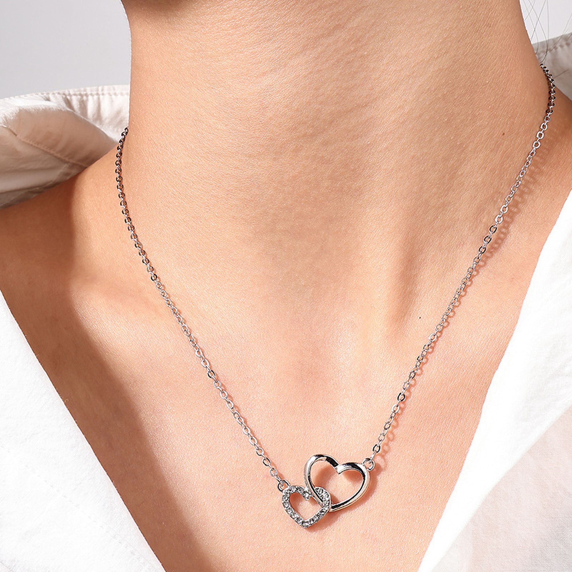 Women's Double Heart Pendant Necklace