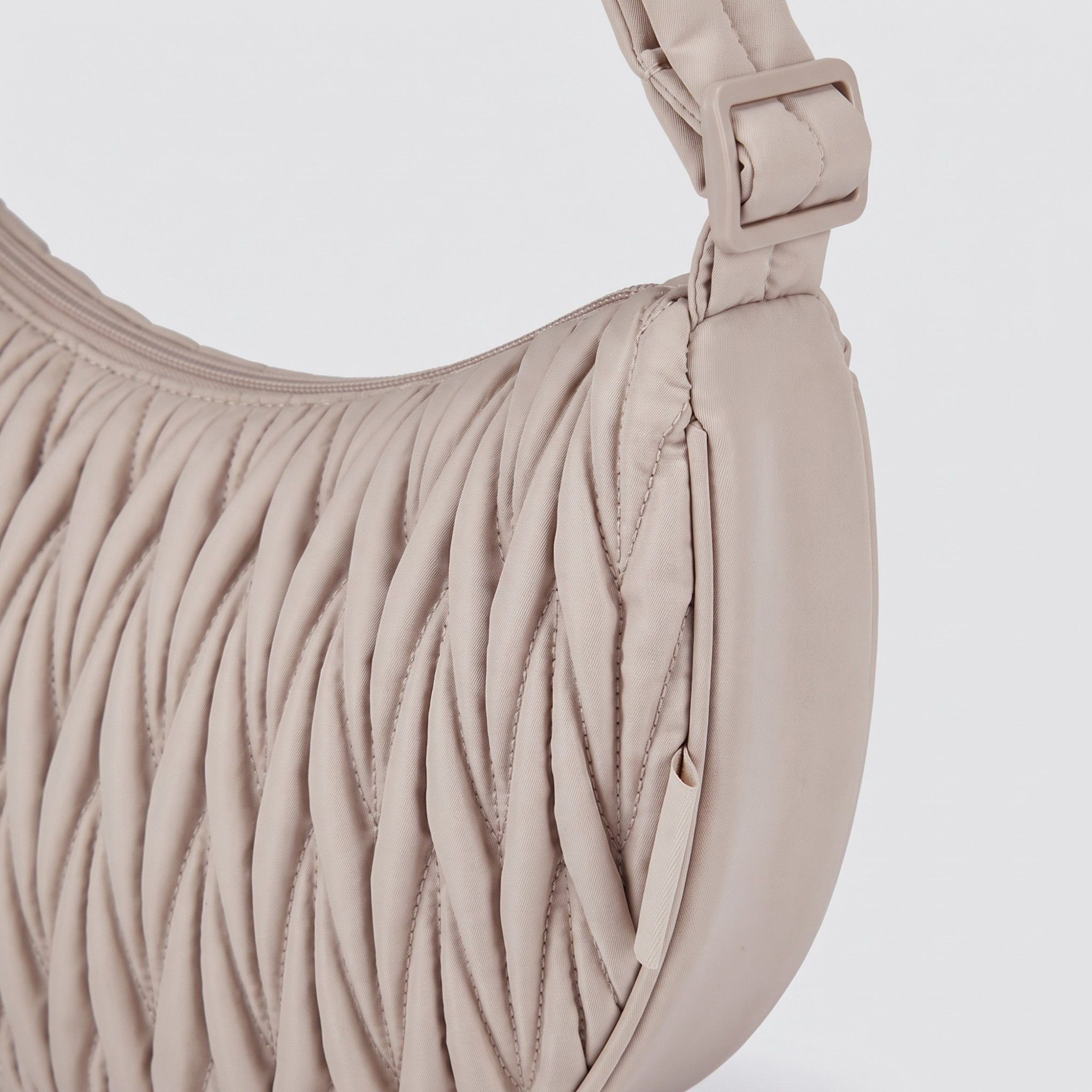 Ruched Crescent Shoulder Bag with Knotted Wide Adjustable Shoulder Strap 11.8x3.5x6.3in