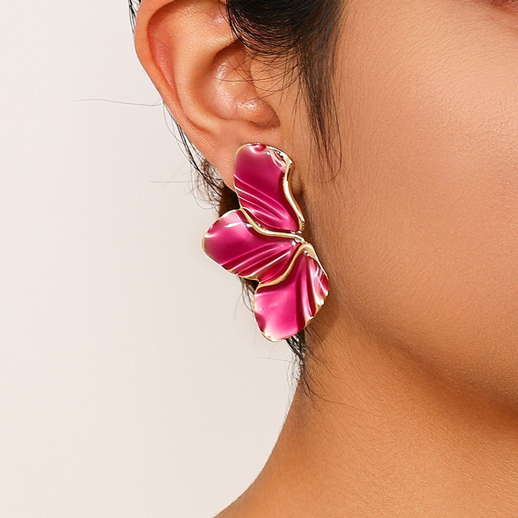 Women's Enamel Flower Statement Earrings