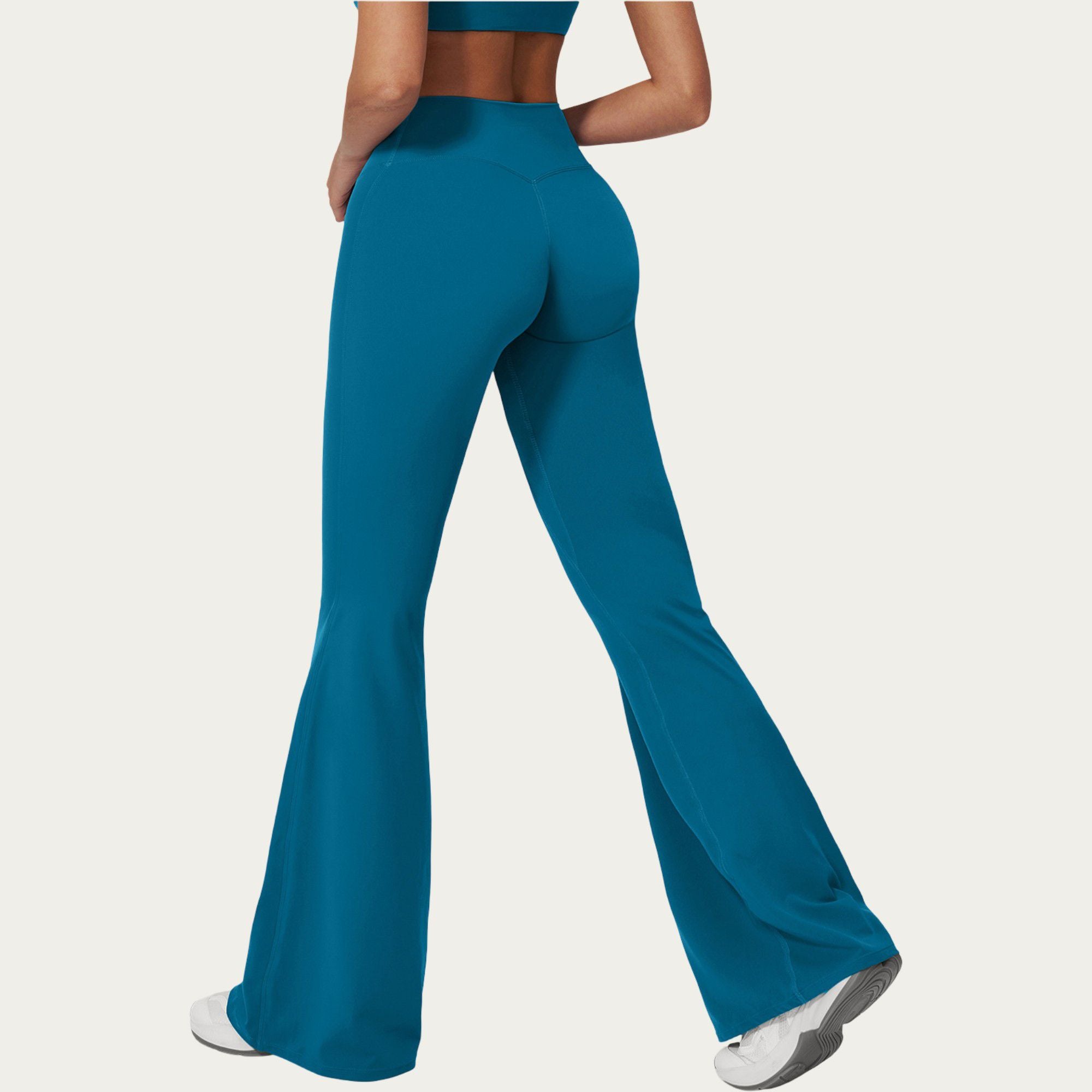 Anna-Kaci Active Women's High Waist Flare Yoga Pants with Wide Leg Stretch Fit and Seam Detail