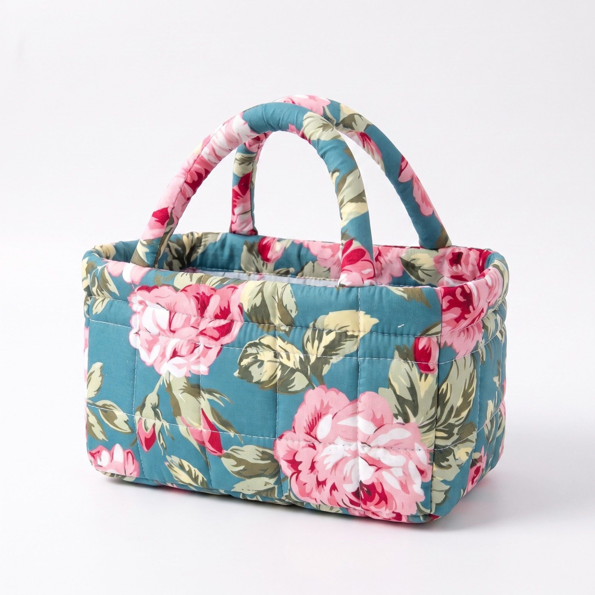 Cesta de almacenamiento floral acolchada con asas