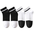 Anna-Kaci 4 Pairs Women's Seamless Cotton Ankle Socks Breathable Stretch Ribbed Cuff in Assorted Color Block Design