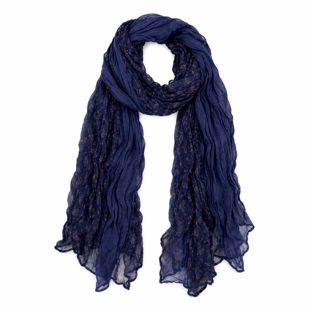 Lightweight Floral Crinkle Long Scarf
