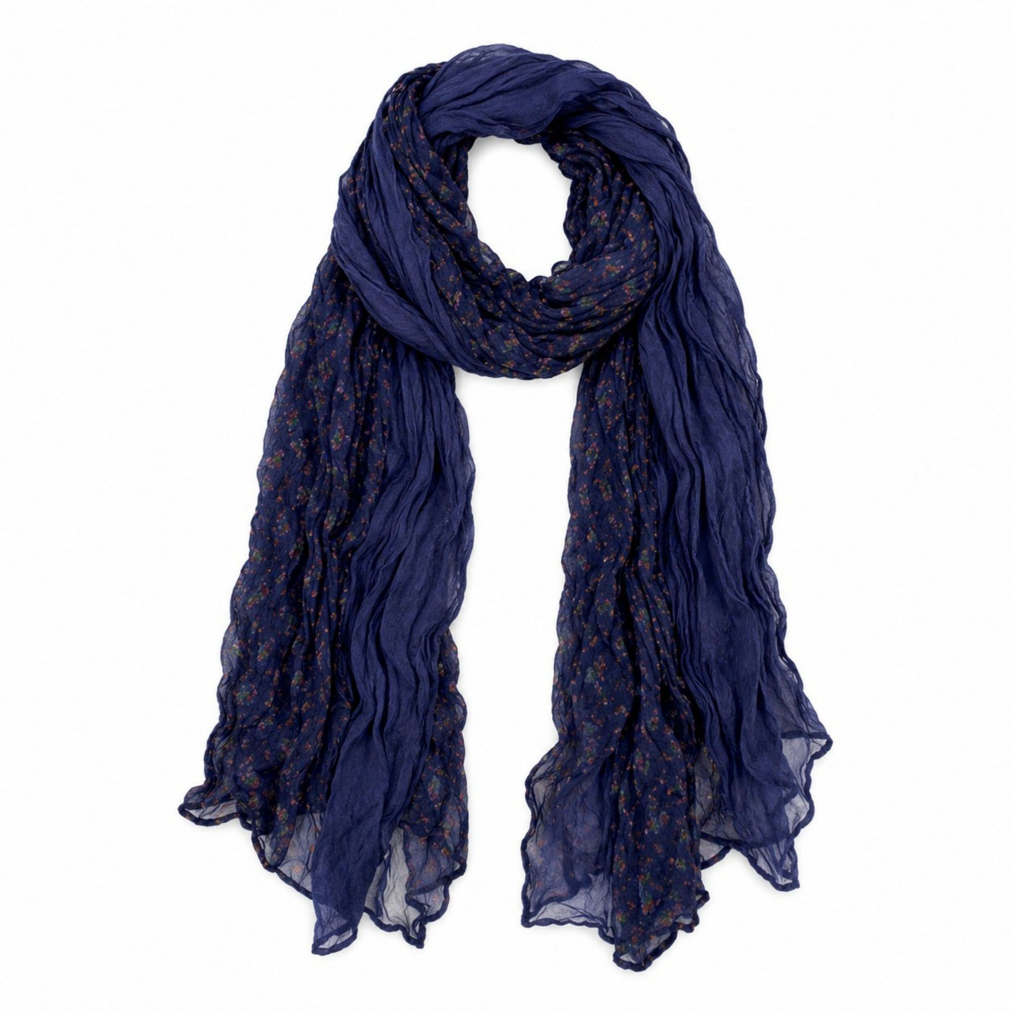 Lightweight Floral Crinkle Long Scarf