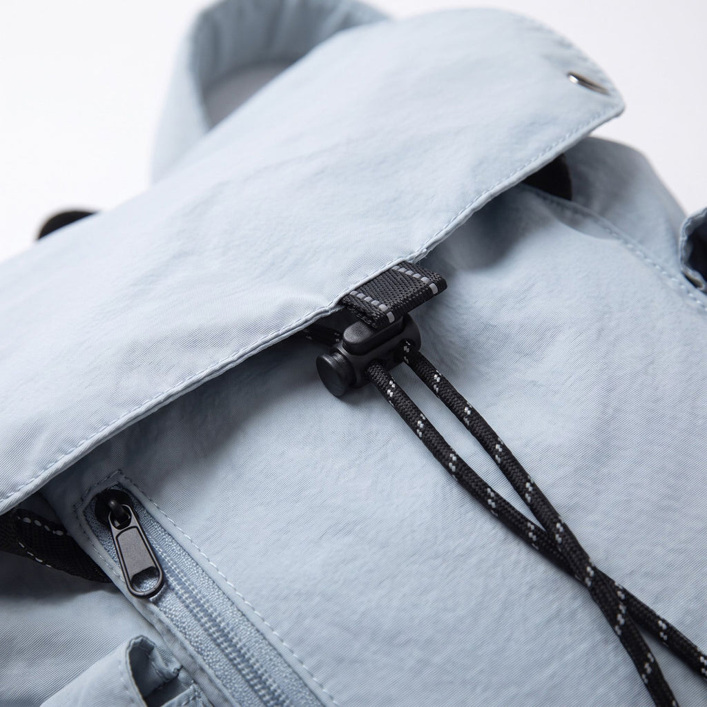 Canvas Flap Backpack with Drawstring Closure Side Pockets and Adjustable Shoulder Straps