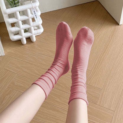 Anna-Kaci Women's Slouchy Ankle Socks Soft Solid Cotton for Casual Comfort 2 Pairs