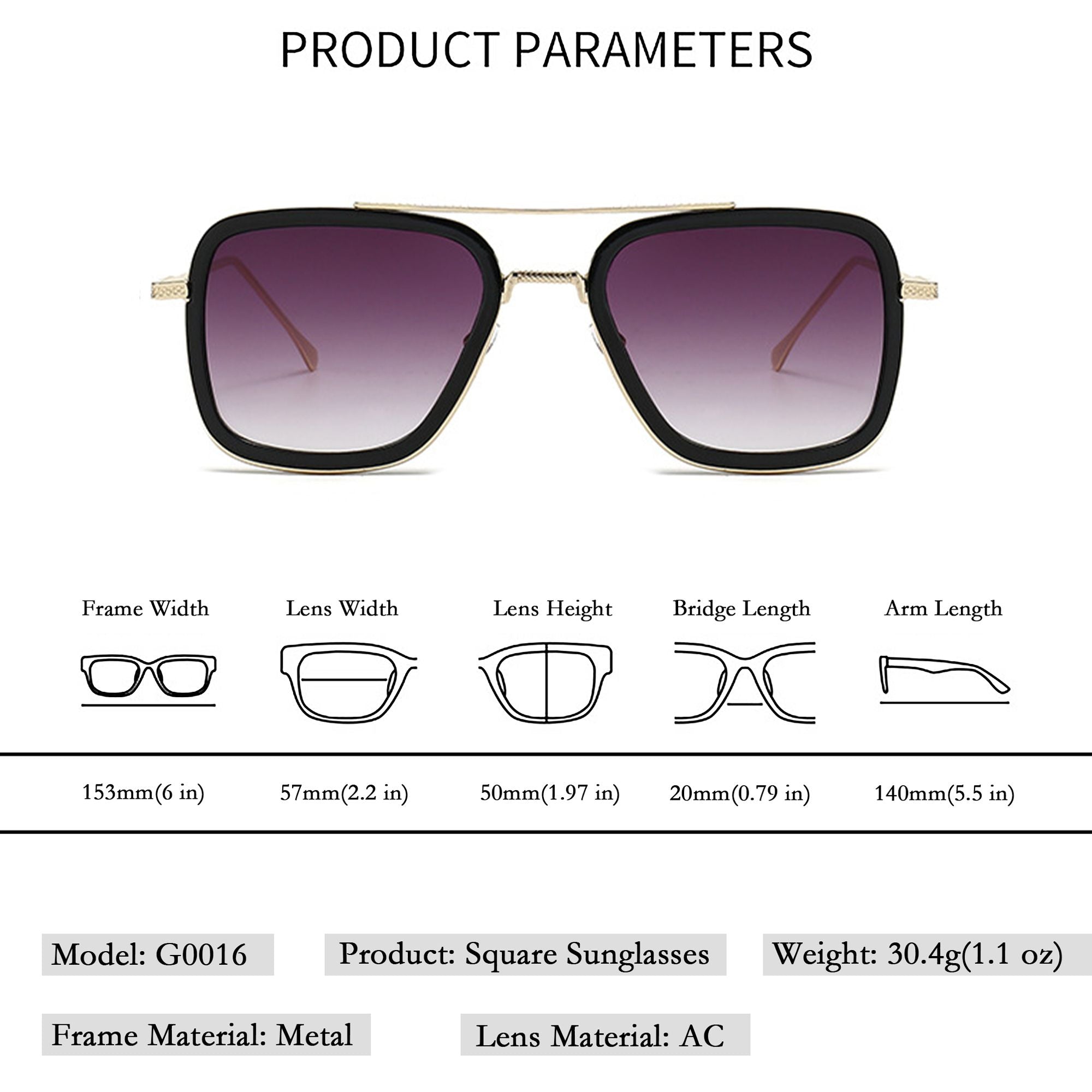 Anna-Kaci Women's Chic Square Frame Polarized Sunglasses UV400 Protection