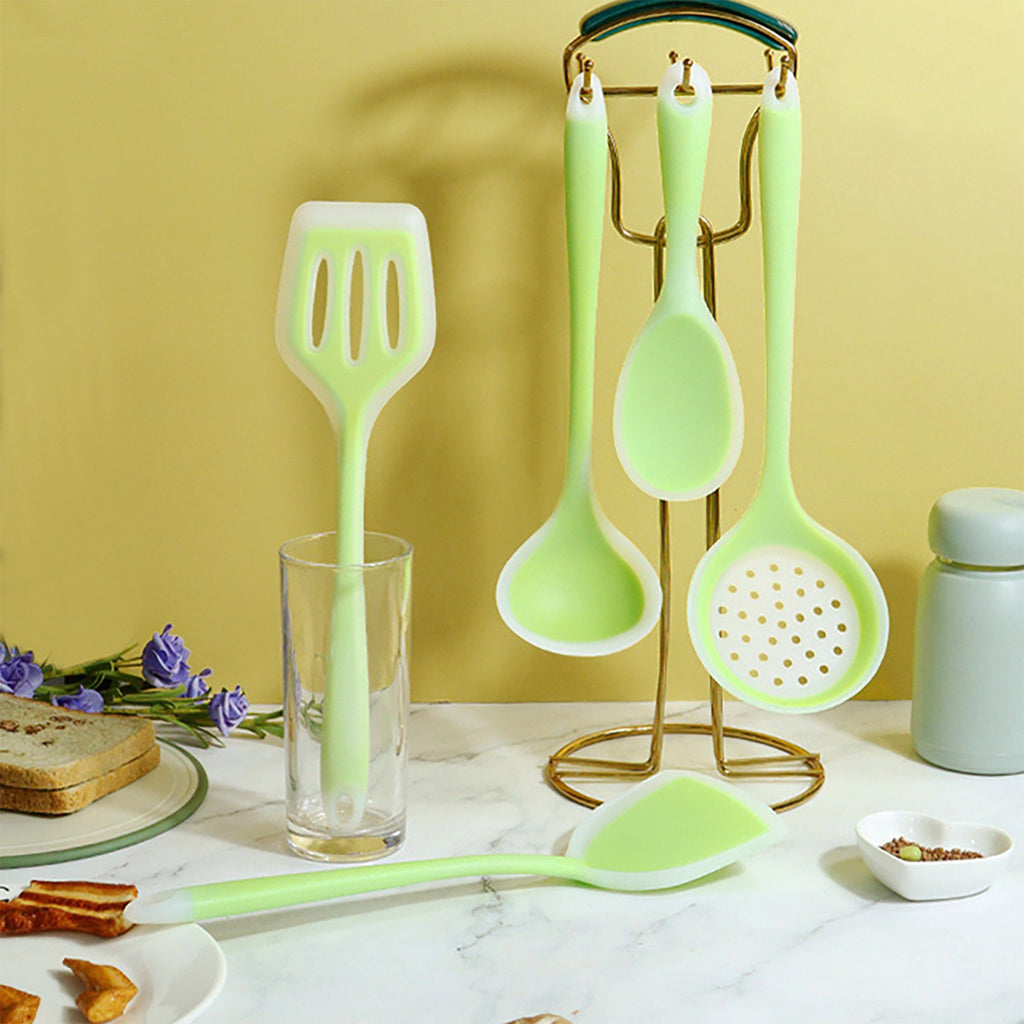 5-Piece Silicone Kitchen Utensil Set with Spoon, Spatula and Strainer