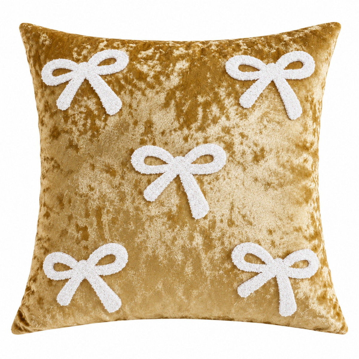 1 Piece Decorative Bow Throw Pillow Cover Soft Velvet Christmas Accent 18 x 18 Inch