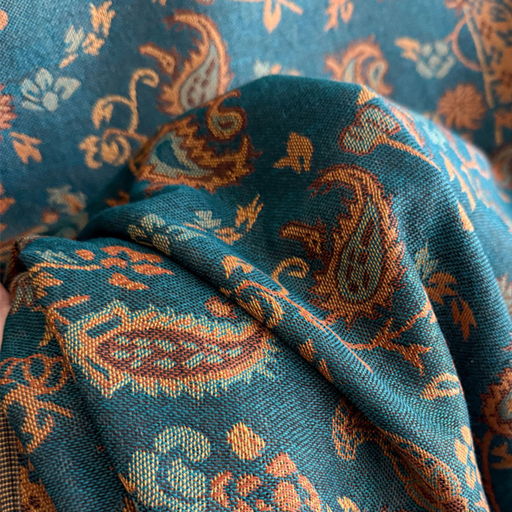 Paisley Scarf with Fringe Trim Soft Wrap Shawl 75*27.5 Inches
