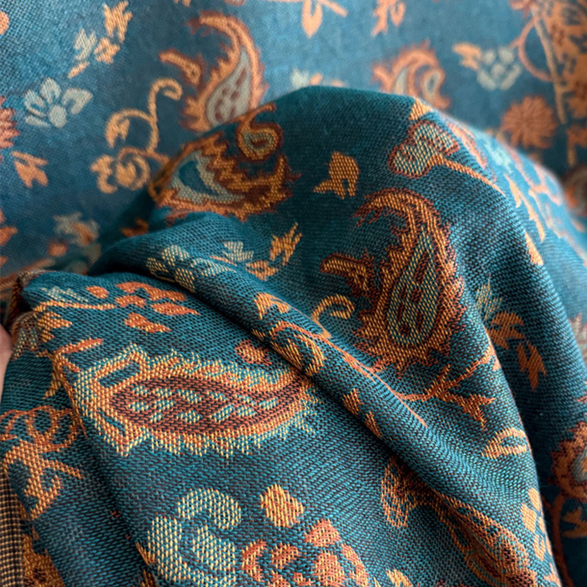 Paisley Scarf with Fringe Trim Soft Wrap Shawl 75*27.5 Inches