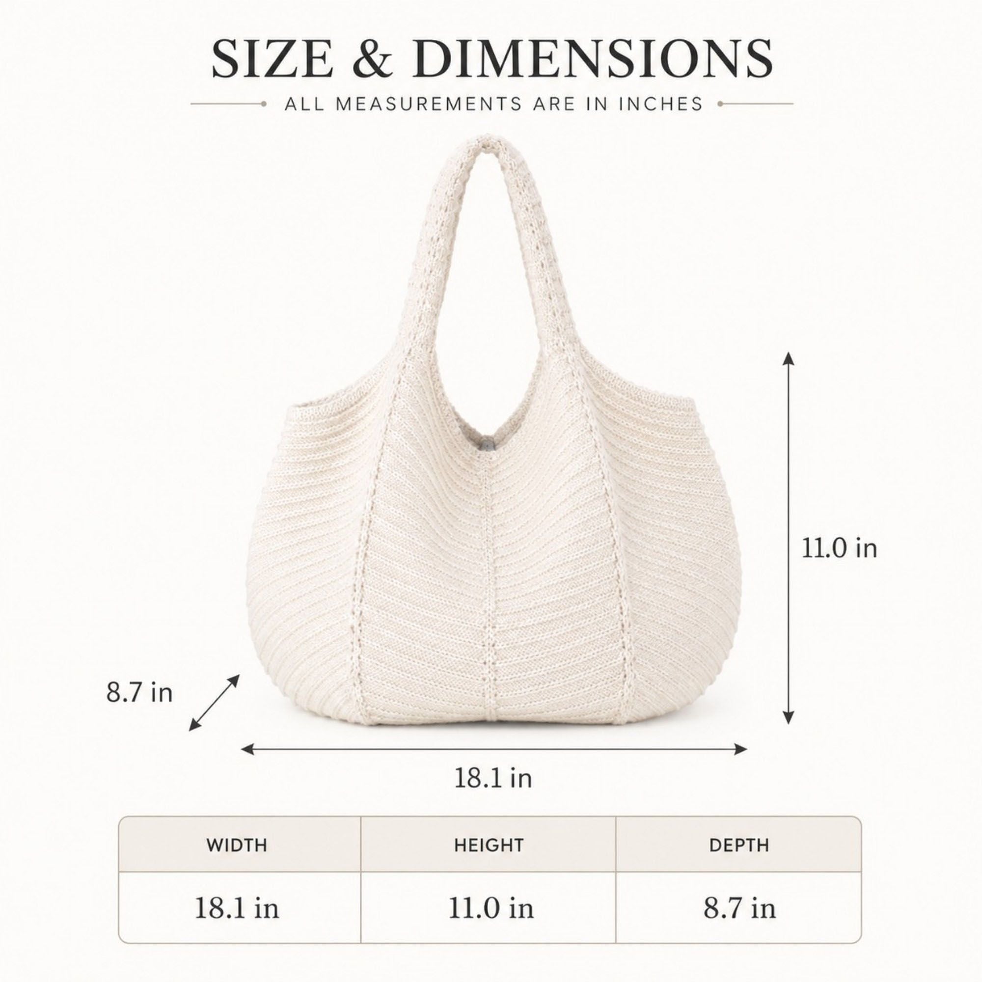 Soft Knit Hobo Tote Bag with Textured Shoulder Strap