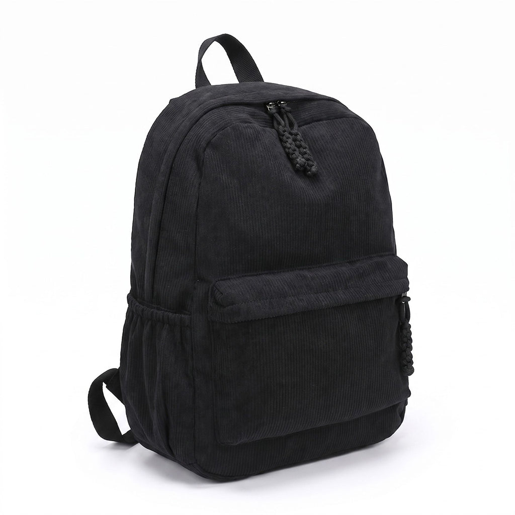 Corduroy Backpack with Front Zip Pocket Adjustable Straps and Spacious Everyday Storage
