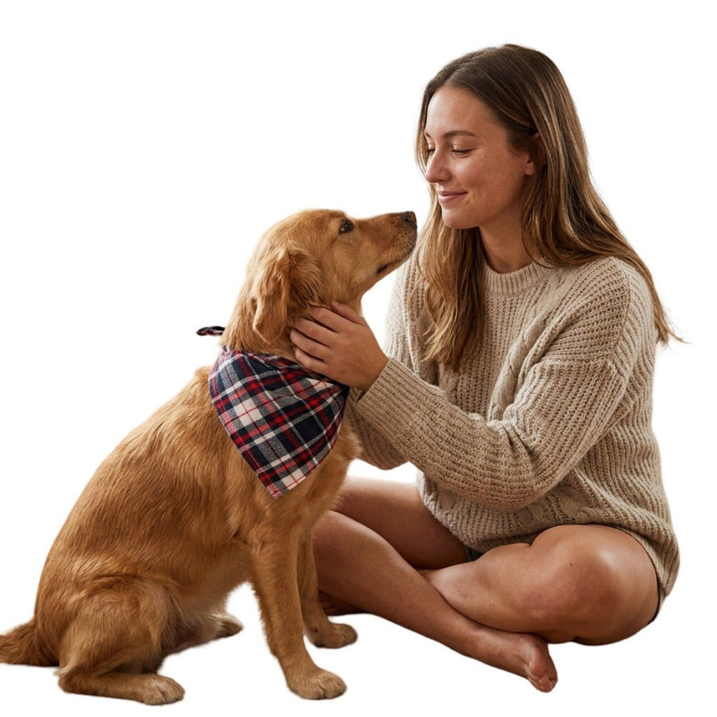Plaid Pet Bandana Scarf Soft Tie-On Triangle Neck Accessory Classic Check Pattern