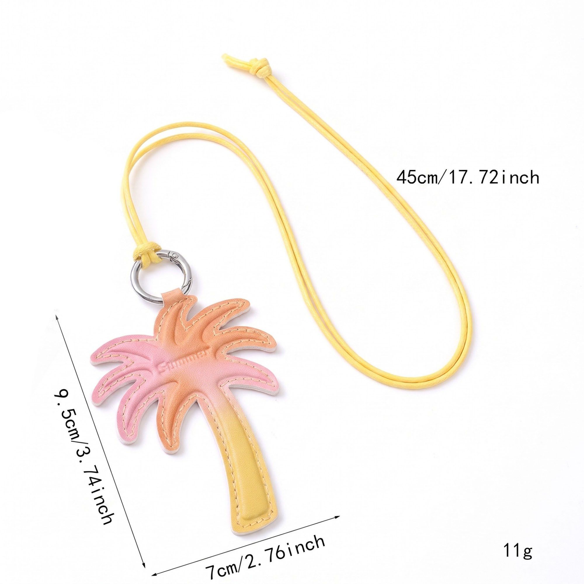 2-Piece Womens Faux Leather Bag Charm Keychain with Metal Ring Cord Loop and Stitched Detail