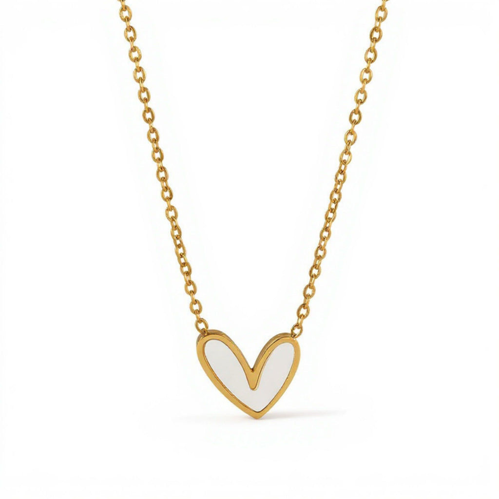 Dainty Heart Pendant Necklace with Smooth Enamel Accent and Valentine Delicate Chain for Feminine Touch
