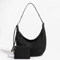 Crescent Hobo Shoulder Bag with Detachable Zip Pouch and Adjustable Strap