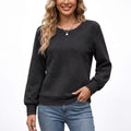 Textured Long Sleeve Crew Neck Pullover Top
