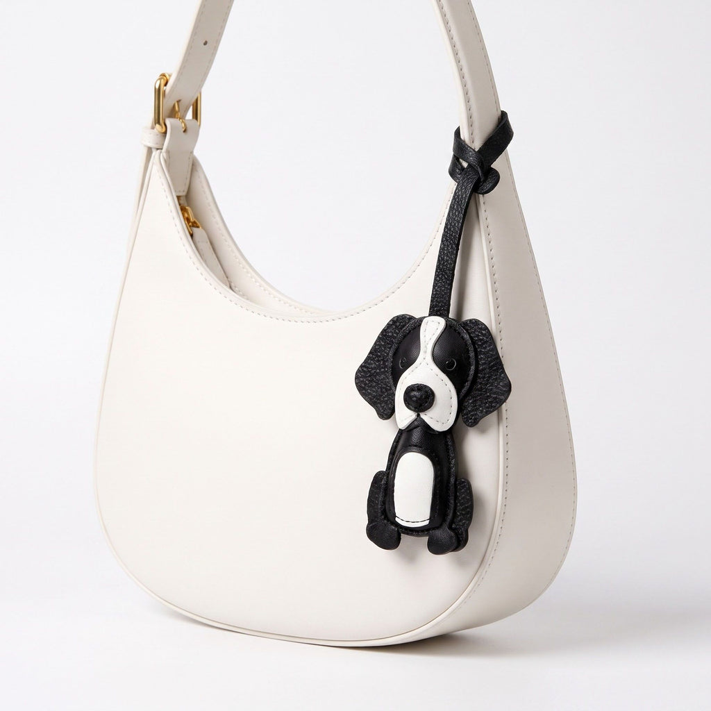 Puppy Dog Bag Charm with Faux Leather Strap