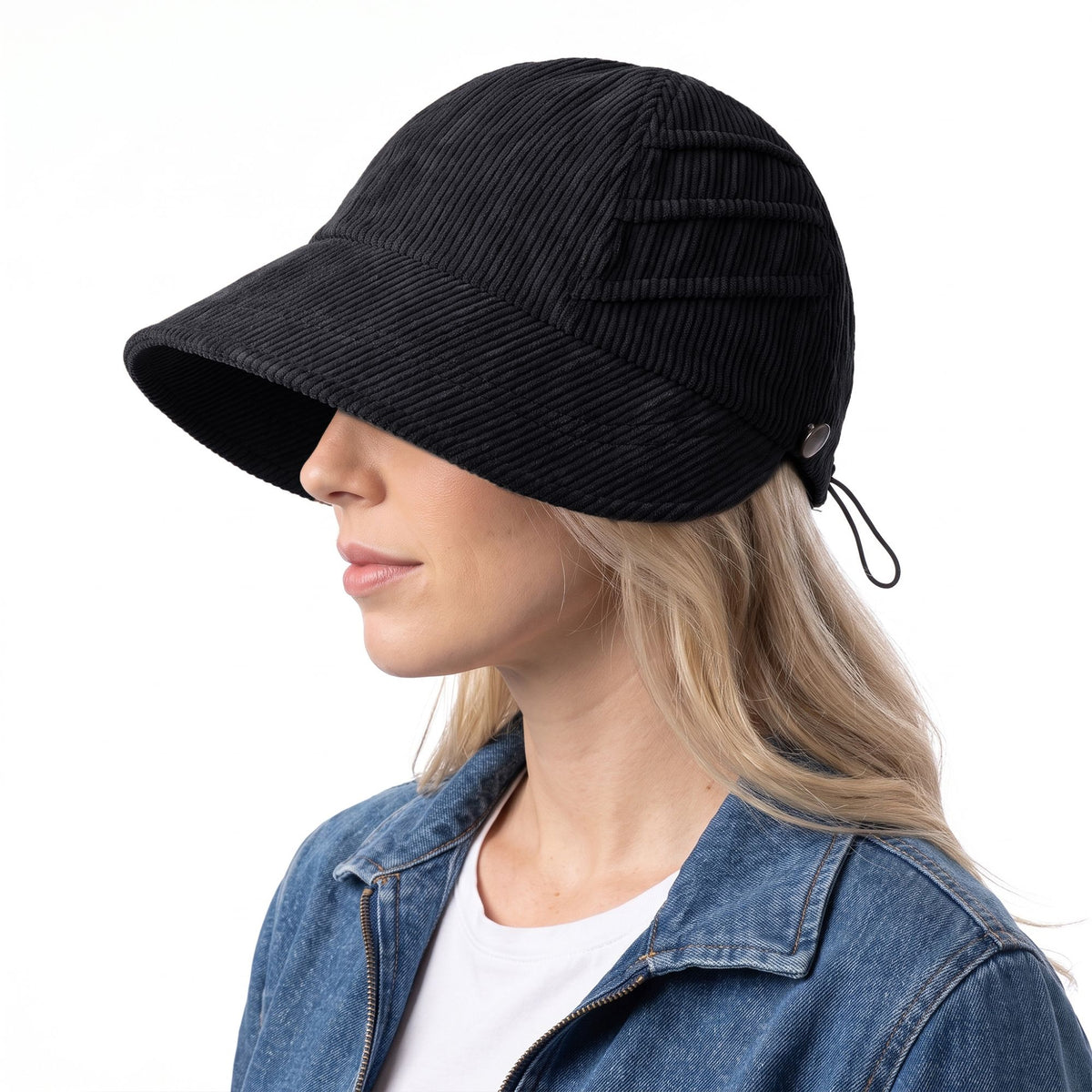 Corduroy Bucket Hat Wide Brim Adjustable Fit Casual Fall Winter Hat