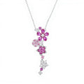 Women's Crystal Flower Pendant Necklace with Cascading Rhinestone Floral Design